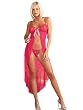 Pink Lace Nightgown Flyaway Open Front Matching gString Womens Sexy Lingerie