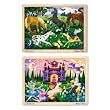 Melissa & Doug Deluxe Wooden 48- Piece Jigsaw Puzzle Bundle - Castle/Horses