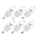JCase LED 6w Candelabra Light Bulb, 60w Incandescent Replacement, Soft White (3000K), E12 Candelabra Base LED Bulbs, Blunt Tip Clear Cover, Gloss White Body(6-PACK)