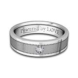 Engraved Mens Diamond Wedding Band Comfort Fit in Platinum (G, SI1, 0.10 cttw) 5MM, Powered by LOVE