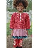 : Mimi & Maggie Bohemian Print Dress and Red Legging Set