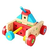 Happy Cherry 木のおもちゃ ごっこ遊び 組み立て玩具 取り外し可能な パズル 木のおもちゃ 大工さんセット（68ピース）