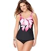 Avenue Plus Size Floral Neck Tankini w/ Tummy Control