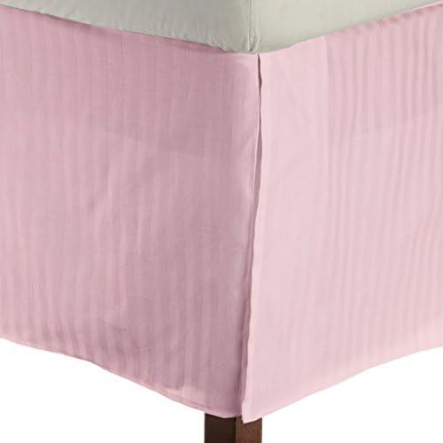 Egyptian Decor Linen Luxury 600-thread-Count Sateen Full - XXL Bed Skirt 1 qty Pink Stripe 28 Inch pocket depth
