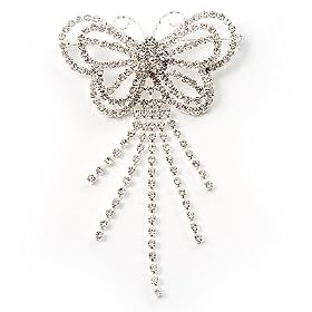 Striking Diamante Butterfly With Dangling Tail Brooch