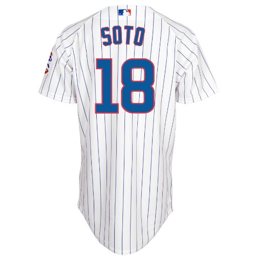 MLB Men's Chicago Cubs Geovany Soto Six Button Authentic Home Jersey (Wht/Royal Pinstrp, 40/Medium)