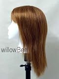 18" Medium Auburn,Yellow Gold highlights feathered cut / bangs synthetic wigs
