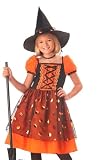 Kids Halloween Dress Girls Pumpkin Witch Costume L Girls Large (10-12)