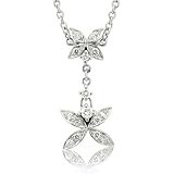 41s0kXHW4gL. SL160  18k White Gold Clover 4 Leaf Diamond Pendant Necklace