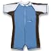 UV50 Short Sleeve Zippered Sun Suit - Size 0 - Pale Blue/Chocolate/White