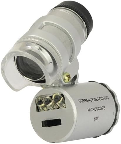 Brand new 60X Mini Pocket Microscope Loupe 2 LED Lighted Magnifier + 1 Currency Detecting