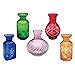 ART & ARTIFACT Set of 5 Petite Glass Bud Vases in Clear or Jewel Tones- Fun Shapes, 2 3/4