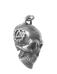 AA Alcoholics Anonymous Recovery Symbol Pendant, #1021, Sterling Silver, 3d Skull with AA Symbol in a Small Twist Wire Circle on Both Sides