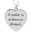 Sterling Silver "A Sister is a Forever Friend" Heart Pendant