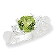Sterling Silver Peridot & CZ Ring