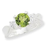 Sterling Silver Peridot & CZ Ring