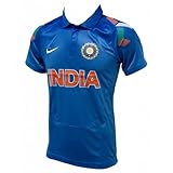 NIKE India Team ODI Replica Adult Cricket Shirt, Blue/Orange, L