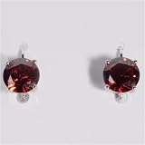 Sterling Silver Earrings with Ruby CZ - Size: 14mm