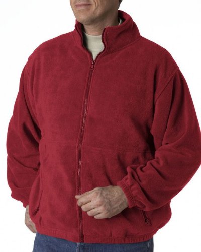 UltraClub® Men's Iceberg Fleece Full-Zip Jacket (Red) (3X-Large) On Sale