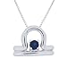 Sterling Silver Created Blue Sapphire and Diamond-Accent Libra Pendant (0.005 cttw, I-J Color, I2 Clarity), 18"