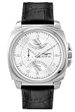 Jorg Gray 1040 Dual Time Retrograde Calendar 44mm Watch - Silver Dial, Black Leather Strap JG1040-14