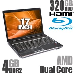 HP dv7-1468nr NV210UA Refurbished Notebook PC - AMD Turion X2 RM-75 2.2GHz, 4GB DDR, 320GB HDD, 802.11b/g, Blu-ray ROM/DVDRW w/ LightScribe, ATI Radeon HD 3200, 17" Screen, Vista Home Premium