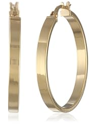 Duragold 14k Yellow Gold Square Hoop Earrings, (1" Diameter)