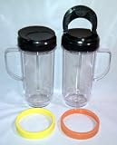 2 Bullet On The Go Mugs for Magic Bullet with Flip Top Travel Lids
