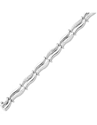 7.25" 14K White Gold 8.50mm (5/16") Polished Diamond Cut 2 Wave Like Shape Link Fancy Bracelet w/ Box Catch Clasp