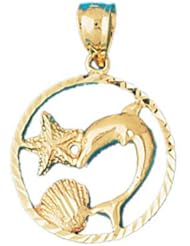 Dazzlers Solid 14 karats gold Dolphin Charm Pendant Available in three colors from jewelsberry (weights: 2.7 grams only)