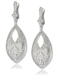 Judith Ripka "Gothic" Medium Quilted Marquis Shaped Drop Earrings