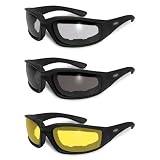 3 Pairs Kickback Foam Padded Motorcycle Sunglasses by Kickback