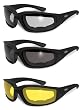3 Pairs Kickback Foam Padded Motorcycle Sunglasses
