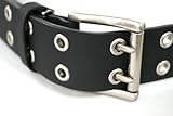 牛革リベット調（Wアイレット）レザーベルトタイプ1　ブラック