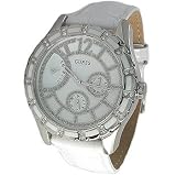 GUESS Women's White Leather Strap Watch