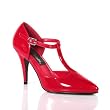 4 Inch Womens Dress Shoes Sexy High Heel Shoes T-Strap D'Orsay Style Pump Shoes Red Patent
