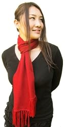 Handmade Alpaca Natural Fiber - Featherweight Collection - Traditional Red (Classic Fringes)