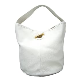 POPCORN Italian Designer Handbag Bucket in Black, Pink, Red or White Leather. Retail Price $295, OUR SALE PRICE $215!