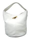 POPCORN Italian Designer Handbag Bucket in White Leather