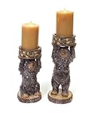Pack of 4 Rustic Lodge Tiered Bear Pillar Candle Holders 12
