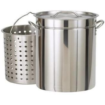 Bayou Classic 1144 44-Quart All Purpose Stainless Steel Stockpot with Steam and Boil Basket