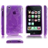 ORIGINAL iProtect APPLE Iphone 3 3GS FLORAL Silikon H�lle Case Tasche PURPLE / LILA Blumen H�llevon "iprotect"