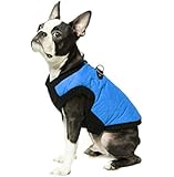 Gooby Fashion Quilted Bomber Dog Vest with Stretchable Chest, Blue, Medium