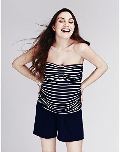 Heavenly Bump Women's Maternity Stripe Long Line Boob Tube - Navy/White Stripe 8 Navy Pattern