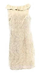 Petite Metallic/Polyester Sheath Sleeveless Embroidered Cocktail Above the Knee Mini Dress 