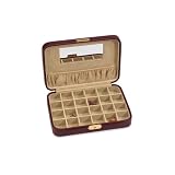 Mini Leatherette Burgundy Jewelry Case w/ Beige Interior