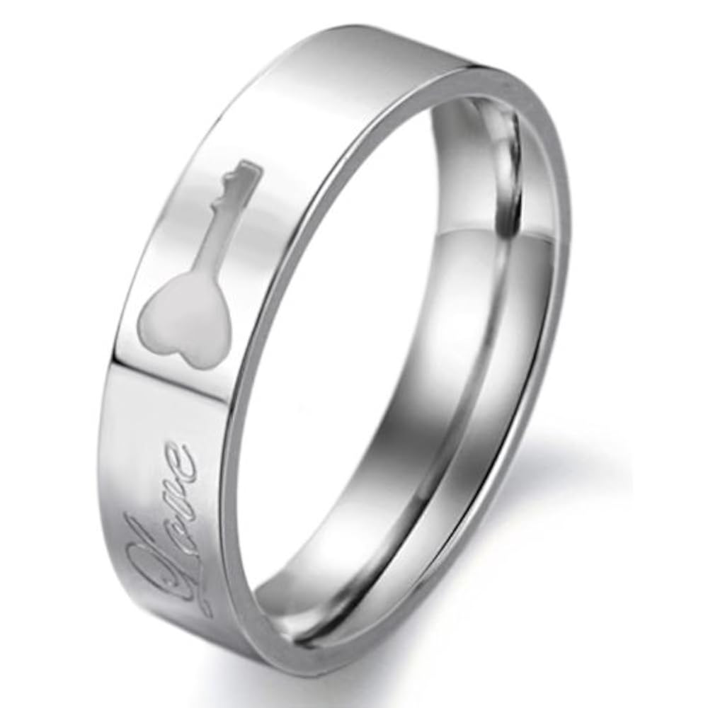 Couple Stainless Steel Wedding Ring Promise "Love" Key to My Heart Lock and Key eBay