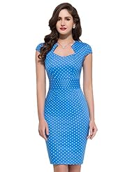 Sexy Cocktail Cotton Cap Sleeves Polka Dot Print Vintage Bodycon Dress/Party Dress 