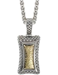 925 Silver Hammered Contemporary-Style Pendant with 18k Gold Accents