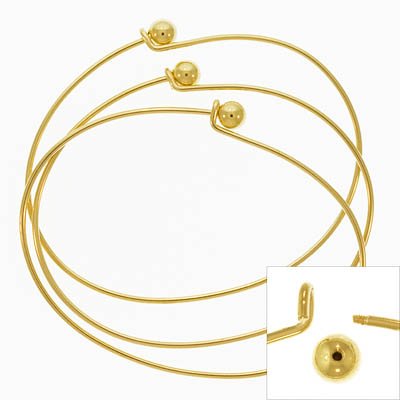 Gold Plated Wire Beading Bracelet With Ball - Add A Bead (3 Bracelets)